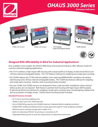 OHAUS 3000 Series Economy Indicators