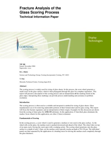 Fracture Analysis of the Glass Scoring Process