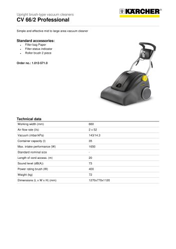 CV 66/2 Professional Upright brush-type vacuum cleaner