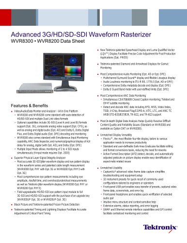 Advanced 3G/HD/SD-SDI Waveform Rasterizer WVR8300 ? WVR8200