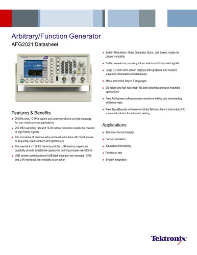 Arbitrary/Function Generator Datasheet AFG2021