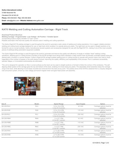 KAT® Welding and Cutting Automation Carriage - Rigid Track