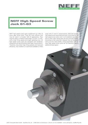 High Speed Screw Jack G1-G3