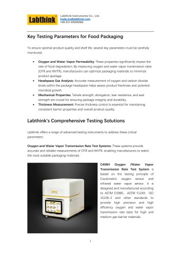 Advanced Food Packaging Testing Solutions with Labthink