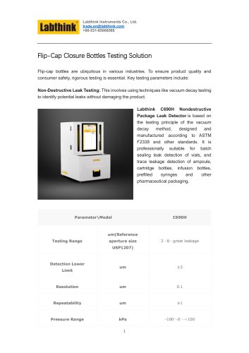 Advanced Testing Solutions for Flip-Cap Bottles Non-Destructive Leak Test and Opening Force