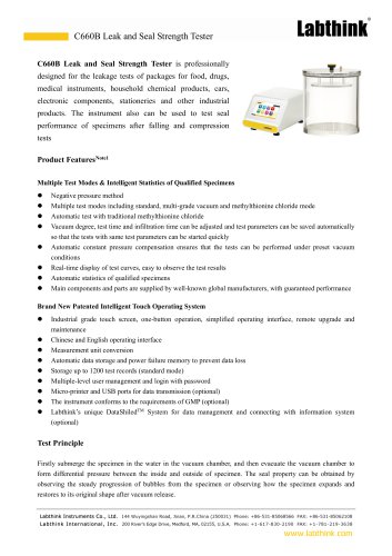 C660B Leak and Seal Strength Tester