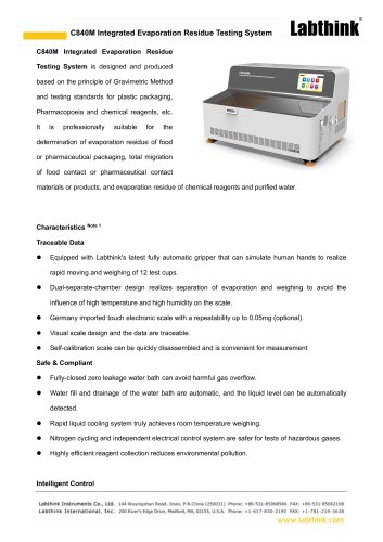 C840M Integrated Evaporation Residue / Loss on Drying Testing System