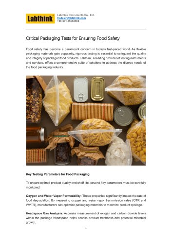 Critical Packaging Tests for Ensuring Food Safety