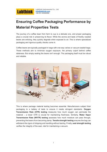 Ensuring Coffee Packaging Performance by Material Properties Tests