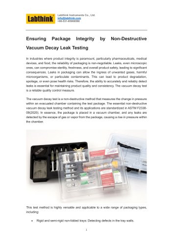 Ensuring Package Integrity by Non-Destructive Vacuum Decay Leak Testing