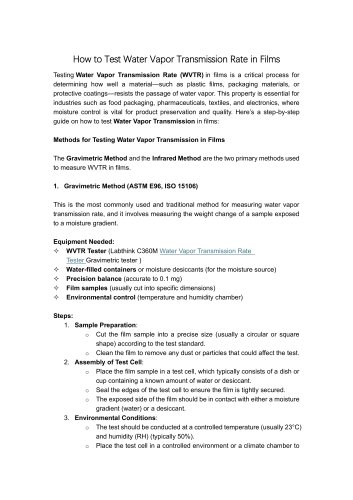 How to Test Water Vapor Transmission Rate in Films