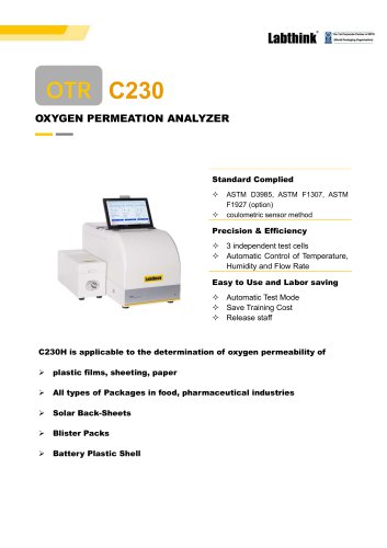 Labthink® C230H OTR Permeation Analyzer