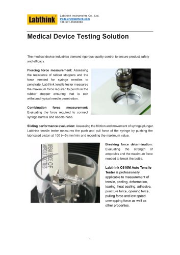 Labthink Medical Device Testing Solution