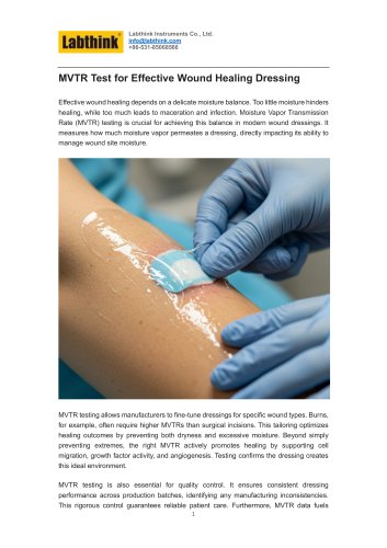 MVTR Test for Effective Wound Healing Dressing