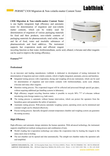 Residue Evaporation Method for Total Migrant Analysis in Food Contact Materials