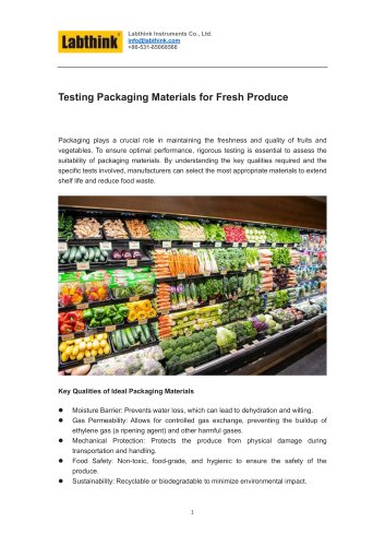 Testing Packaging Materials for Fresh Produce