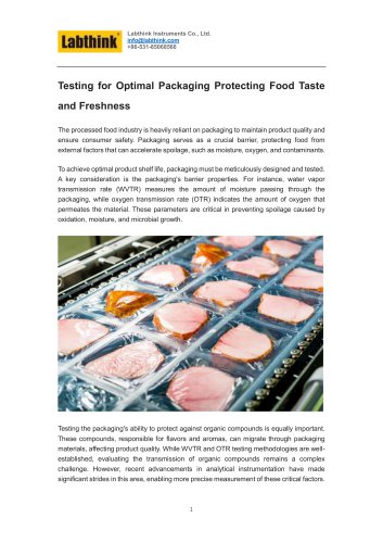 Testing Packaging Oxygen and Water Vapor Permeability for Food Safety