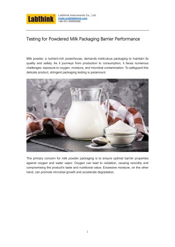 Testing Powdered Milk Packaging Barrier Performance