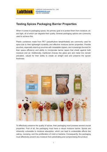 Testing Spices Packaging Barrier Properties