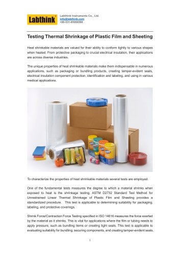 Testing Thermal Shrinkage of Plastic Film and Sheeting