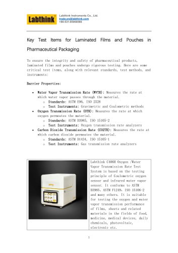 Testing to Optimize Laminate Packaging Performance for Pharmaceuticals