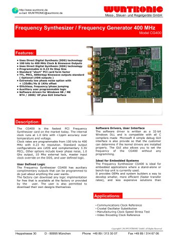 400 MHz Frequency Synthesizer CG400