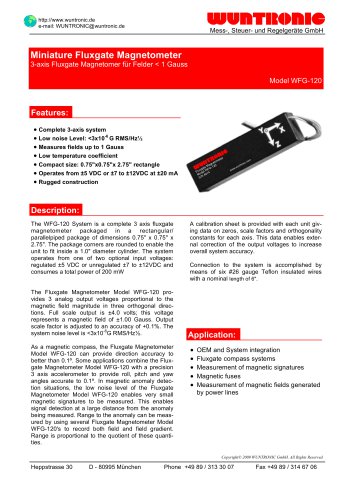 Miniature Fluxgate Magnetometer WFG-120