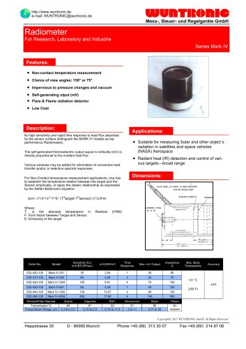 Radiometer For Research, Laboratory and Industrie