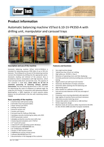 Automatic balancing machine VSTest 6.10-1V-PK350-A