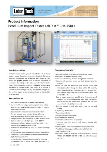 Charpy testing pendulum impact tester LabTest CHK 450J-I