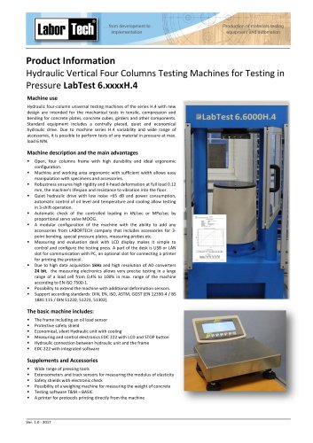 Hydraulic Vertical Four Columns Testing Machines for Testing in Pressure LabTest 6.xxxxH.4