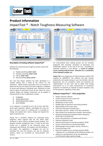 ImpactTest - Notch Toughness Measuring Software