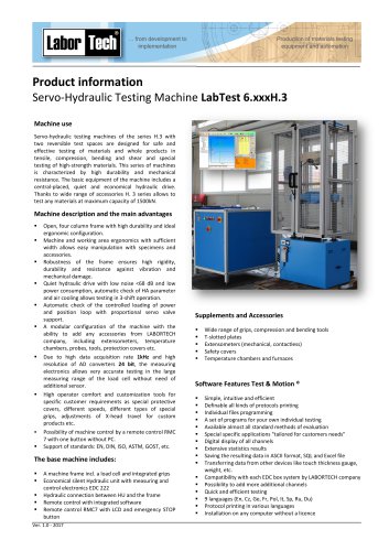 vertical static reversible testing machines to 1,5MN