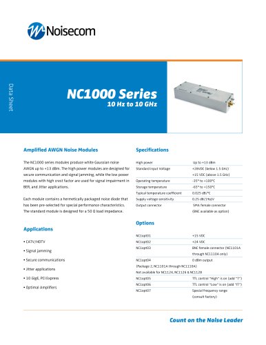 NC1000 Series Amplified AWGN Noise Modules 10 Hz to 10 GHz