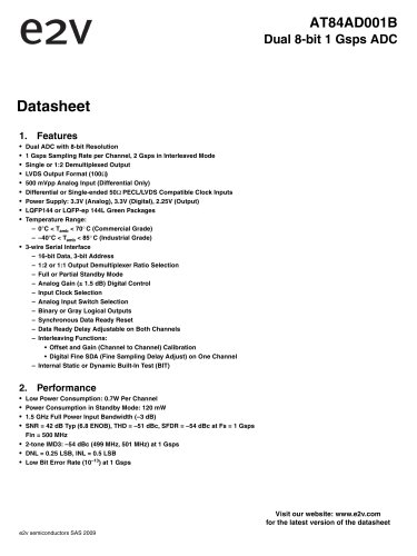 AT84AD001B Dual 8-bit 1 Gsps ADC