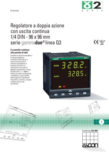 Regolatore a doppia azione con uscita continua 1/4 DIN - 96 x 96 mm