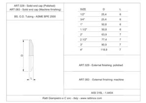 Art. 029 - 083 - Tappo Tri-Clamp - BSOD ASME BPE - 1