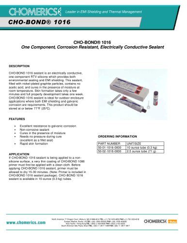 CHO-BOND® 1016 One Component, Corrosion Resistant, Electrically Conductive Sealant