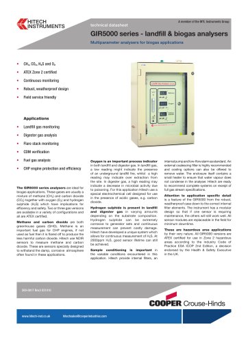 3 Gas - Landfill Gas Monitoring System (Wall Mount) - GIR5000