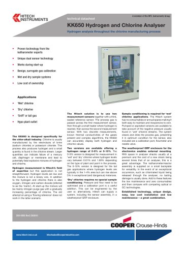 Thermal Conductivity Hydrogen & Chlorine Gas Analyzer (Wall Mount) - KK650