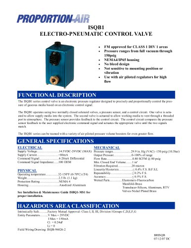 ISQB1 ELECTRO-PNEUMATIC CONTROL VALVE