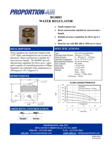 RG0003 WATER REGULATOR