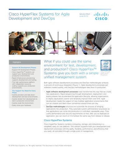 Cisco HyperFlex Systems for Agile Development and DevOps