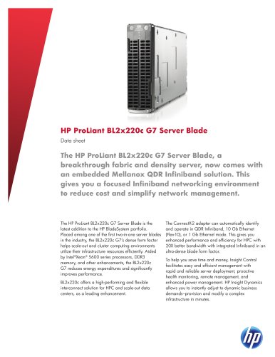 HP ProLiant BL2x220c G7 Server Blade