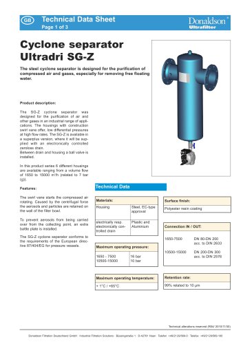 Cyclone separator Ultradri SG-Z