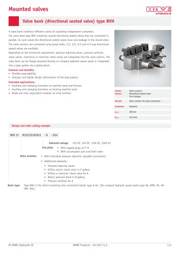 Valve bank (directional seated valve) type BVH