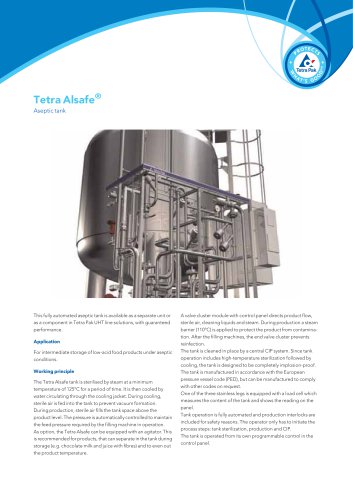 Tetra Alsafe® Aseptic tank