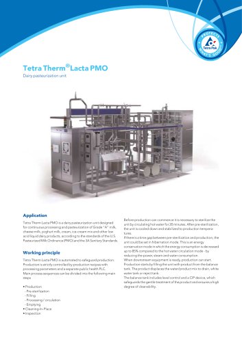 Tetra Therm®LactaPMO - Dairy pasteurization unit