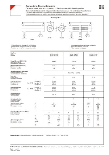 Cement-coated wire wound resistors ZDSA