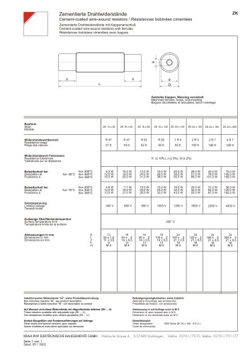 Cement-coated wire wound resistors ZK